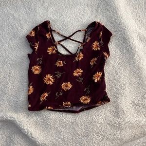 Burgundy Daisy Crop Top